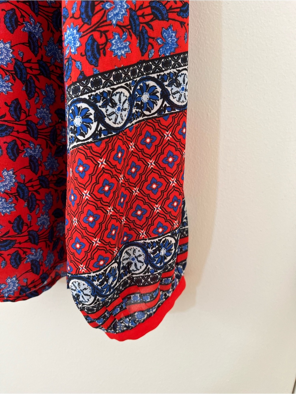LOFT Red and Blue Floral Long-Sleeve Blouse - Picture 6 of 10